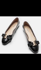 C.Paravano Women's Ballet Flats Square Toe Shoes BLACK New With Box SZ 9 134