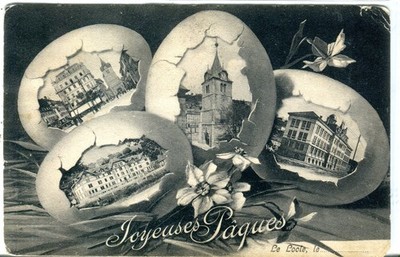 Switzerland La Locle 1910 quadruple vignette vintage frame postcard