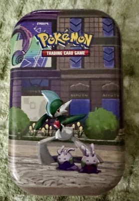 Pokemon Tin. 35 Halo Pokemon Cards Inside. Opened. Not Sealed.