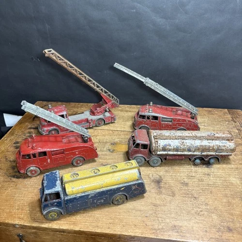 3 X DINKY FIRE ENGINE & 2 TANKERS Job Lot Play Worn Spares Repairs