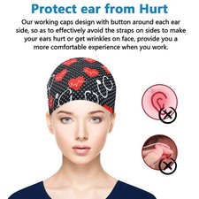 Scrub Caps For Women Adjustable Ponytail Surgical Hat With Buttons Nurse