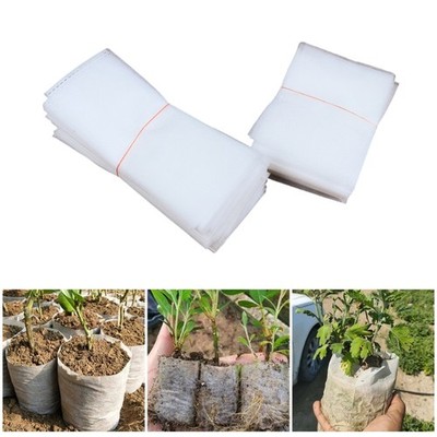 100Pcs Nursing Growing Bags Nonwoven Pouch Starting Fabric Seedling Pots