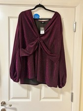 Wallis Curve Women’s Plus Size 22-24 Pink Purple Vneck Sparkly Shimmer Blouse