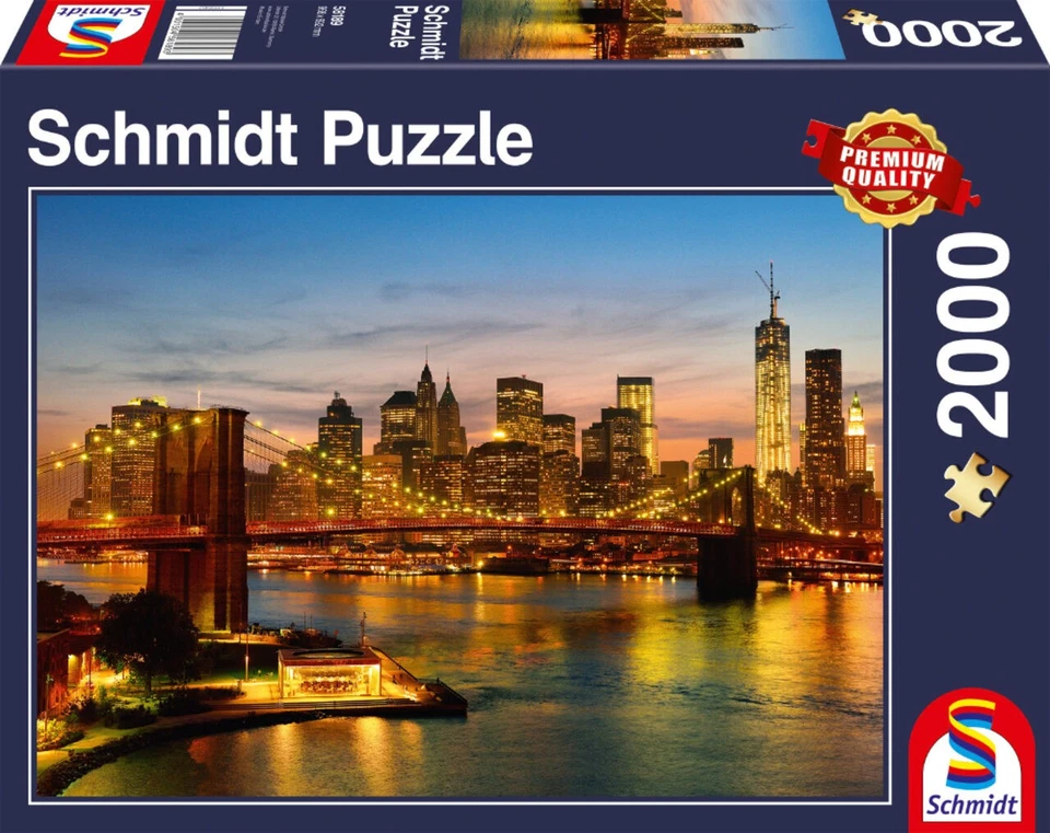Puzzle 2000 pezzi New York Skyline di sera gioco Schmidt 58189 NUOVO + IMBALL... - Immagine 2 di 2