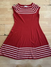 ELIZA J red White Striped Knit Dress Size L Women Fit & Flare Knee Length B8