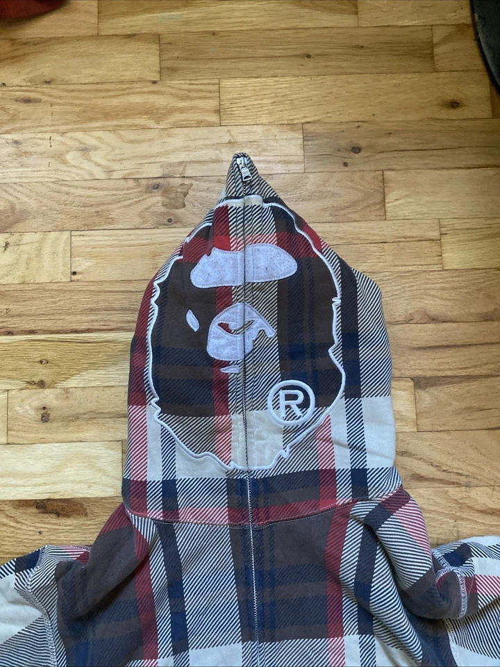 BAPE Check 2nd Ape 宽拉链连帽衫 尺寸 L 轻微磨损 无损坏 无污渍 — 第 4/4 张图片