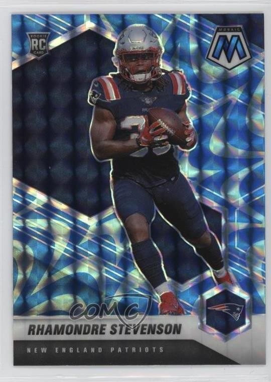 2021 Mosaic Rookies Reactive Blue Prizm Rhamondre Stevenson #337 Rookie RC 19b1