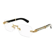 Cartier Rimless Eyeglasses CT0377O 003 White Buffalo Horn Yellow Gold Clear Lens
