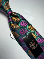 NWT VERSE 9 MULTI COLOR PAISLEY STYLE PRINT SILK DESIGNS NECK TIE & HANKY