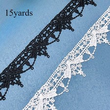 15 Yards Lace Trim Bow Embroidery Ribbon DIY Sew Craft Black White Costume Multi