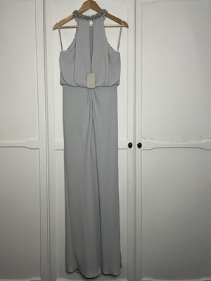 Stunning Coast Halter Neck Dress Light Grey Embellished Size 12 Bnwt rrp  £149.00