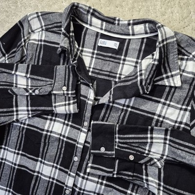 Croft & Barrow The Extra Soft Flannel Shirt Womens 2XL Black Plaid Comfort New