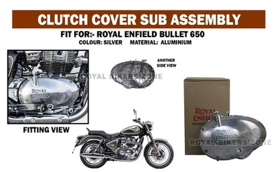 Couvercle d'embrayage argenté sous "assemblage pour Royal Enfield Bullet 650" - Photo 1/4