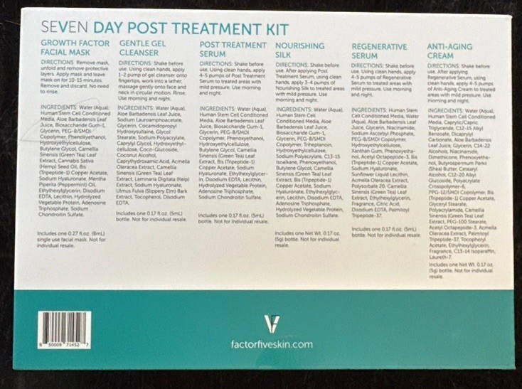FactorFive - travel size kit or 7 day post care kit