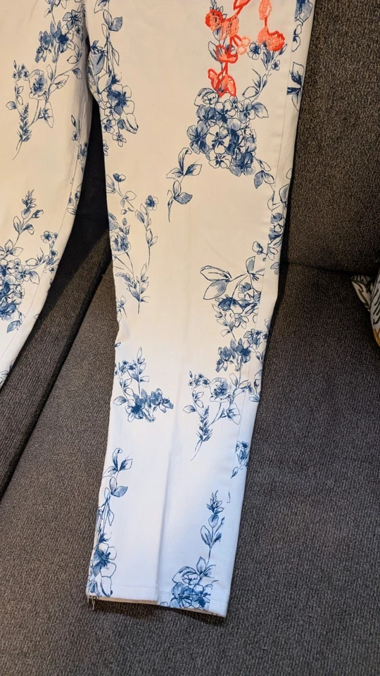 Jean Bestie Mujer Vintage América Blanco Floral Bordado Talla 14R Foto 3 de 4