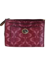 Coach Peyton Dream C Signature Dark Pink Medium Skinny Key Ring Wallet  F50525
