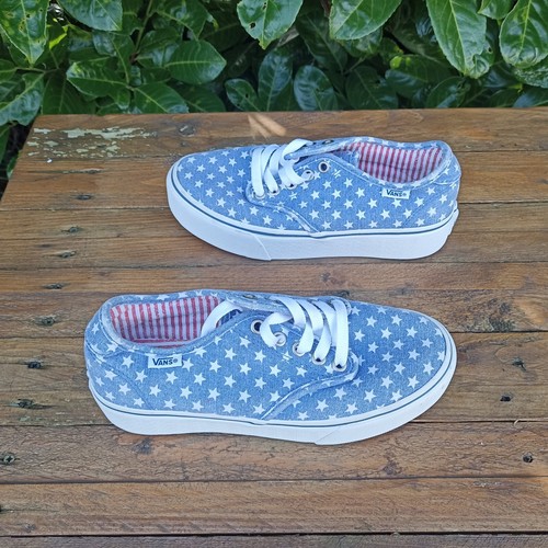 vans stars stripes trainers size 3 eur 35 blue white red platform canvas vgc usa