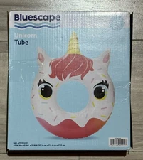 Bluescape: White Unicorn Inflatable, Swim Tube, Pool Float, Ages 9+ Summer Fun