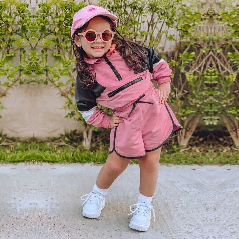 Fashion Baby Girl Patchwork Clothes Set Hoodie Short 2pcs Tracksuit Clothes  2-7Y | eBay