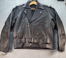 I K Leather Black High-Quality Motorcycle Jacket 3 Pockets Quilted Liner 36 New