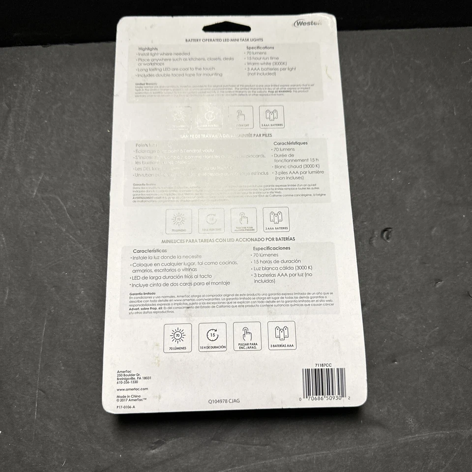 *NEW* Westek Task Lights 2-pack 71187CC 70 Lumpen’s Battery Operated Tap On/off - Image 2 of 3