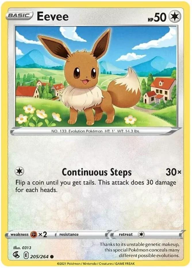 x4 Eevee - 205/264 - Common Pokemon SS08 Fusion Strike M/NM