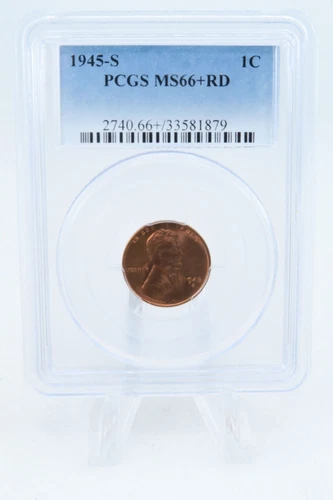 1945-S PCGS MS66+RD Lincoln Wheat Cent Business Strike 1C