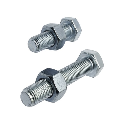 M12 x 40mm Hex Set Screw Bolt & Nut Metric Fine 1.5p High Tensile Class 8.8 Zinc - Picture 3 of 5