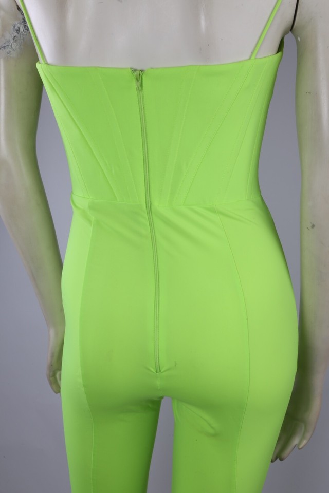 Alex Perry Paxton Neon Green Sleeveless Fitted Slim Jumpsuit Party Size ...