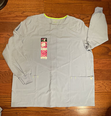 NWT Womens ScrubStar Light Blue Scrub Warm Up Jacket Top Shirt Size XLarge