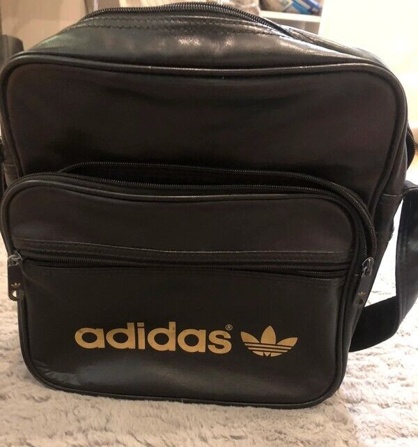 Adidas Originals Messenger Bag Black Gold Trefoil Log… Gem