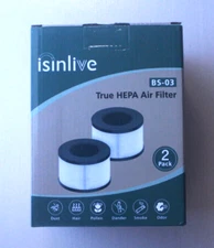 TWO Pack Isinlive BS-03 True HEPA Air Filter 3 Stage Fits PARTU and Slevoo
