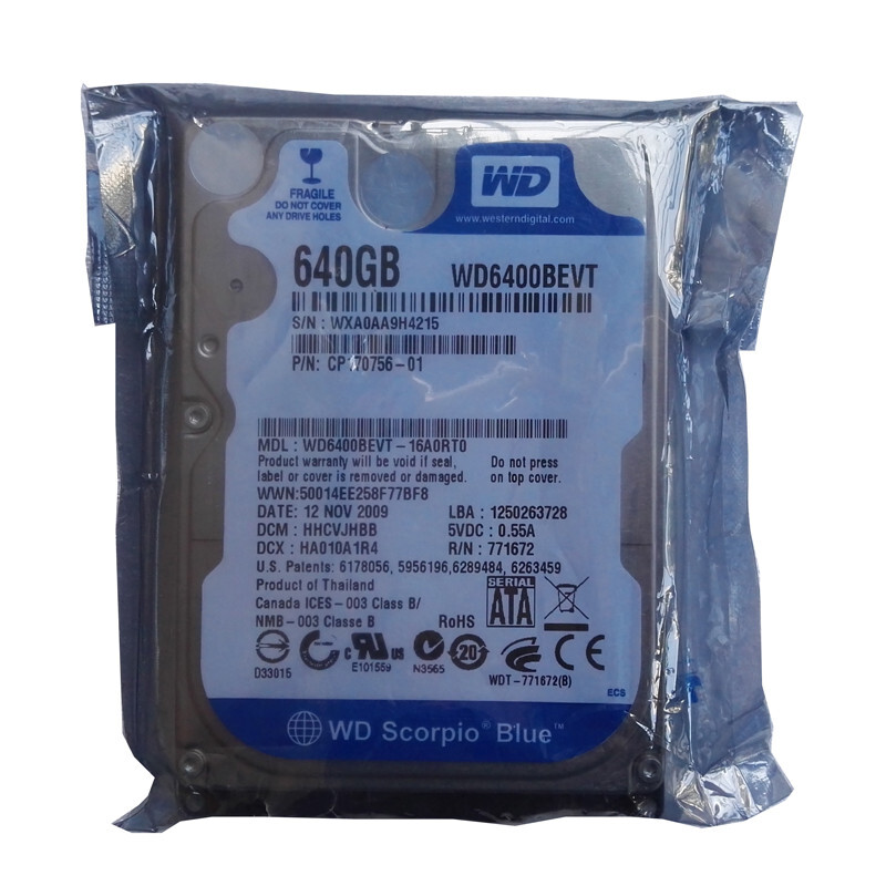 WESTERN DIGITAL 2.5インチ内蔵HDD 640GB Serial-ATA 5400rpm 8MB WD6400BPVT-R Western Digital WD6400BEVT-22A0RT0 - 640GB 5.4K RPM SATA 2.5