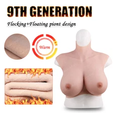 9th Flocking Design Silicone Breast Forms Fake Boobs Warm Breast Plates B-K Cup