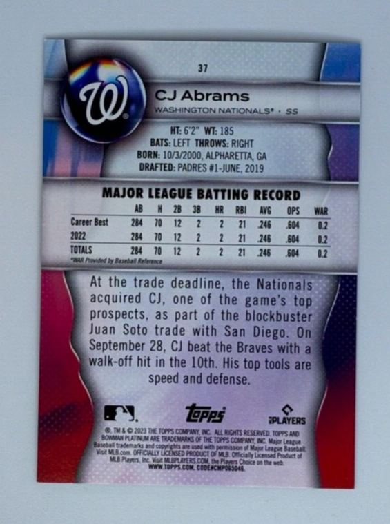 99枚限定 CJ ABRAMS Stadium club CJアブラムス 99枚限定 CJ ABRAMS Stadium club CJアブラムス - メルカリ