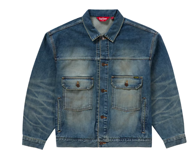 ジャケット・アウター Supreme 24fw distressed selvedge trucker Supreme 24Fw Distressed Selvedge Trucker Denim Jacket Mens XL