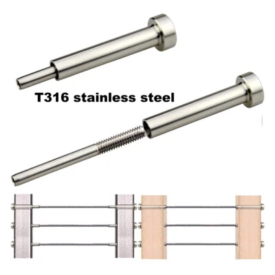 WFYB Stainless Steel Invisible Receiver Stud Swage End Fitting 1/8" Cable Railing US
