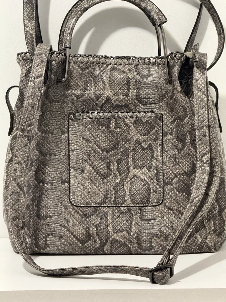 Faux Leather Snakeskin purse crossbody top handle shoulder strap Sondra Roberts - Image 2 of 4