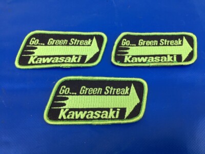 Vintage Kawasaki Snowmobile Patches OEM Jacket Hat Advertising NOS Set of 3