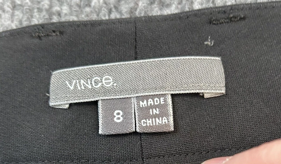 Pantalones Vince para mujer 8 negros mezcla de lana tiro alto pierna lateral acento puntada ropa de trabajo Foto 3 de 4