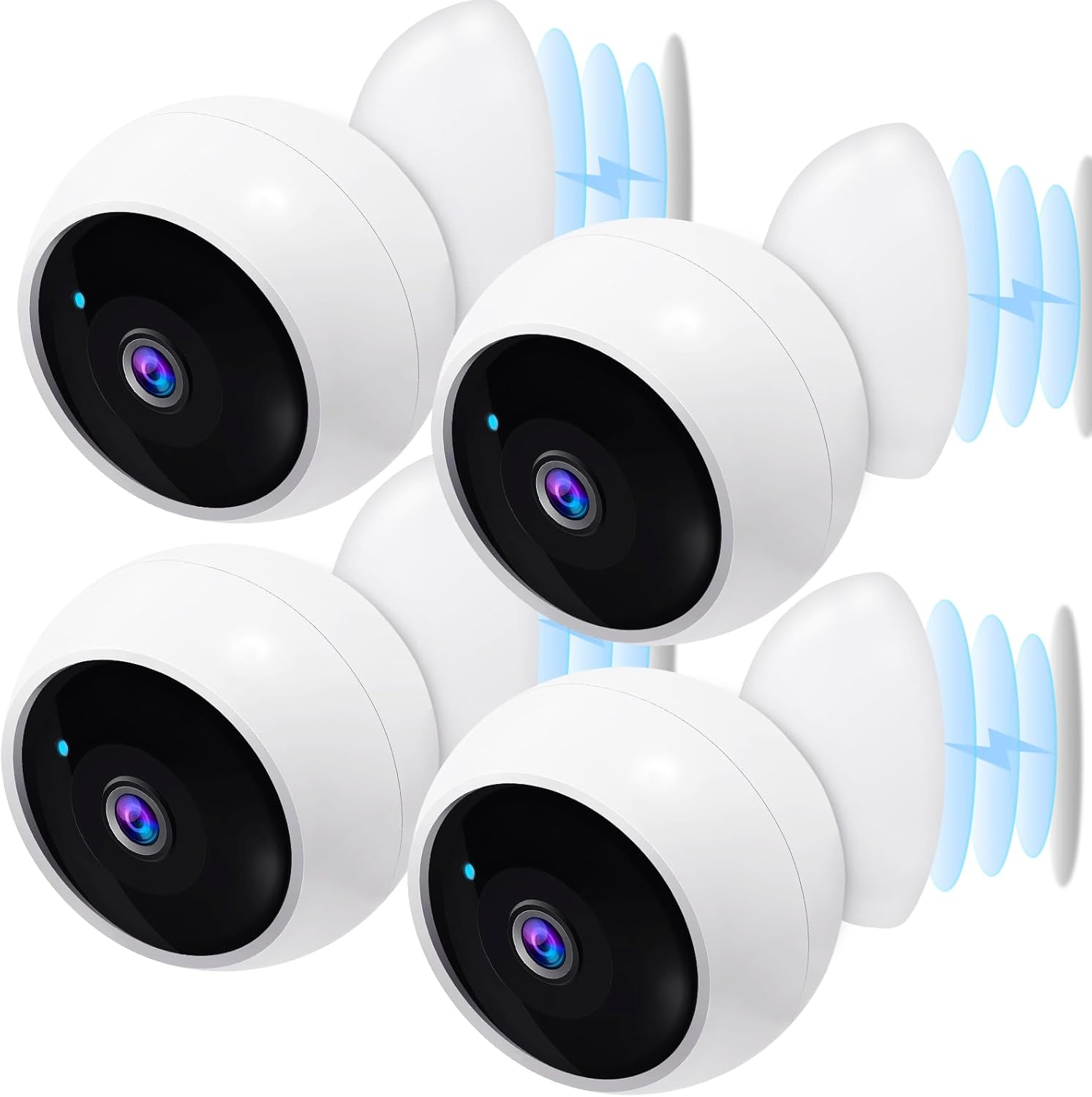 Security Cameras Wireless Outdoor Magnetic - 4-Pack Install-Free Indoor Smart 2K