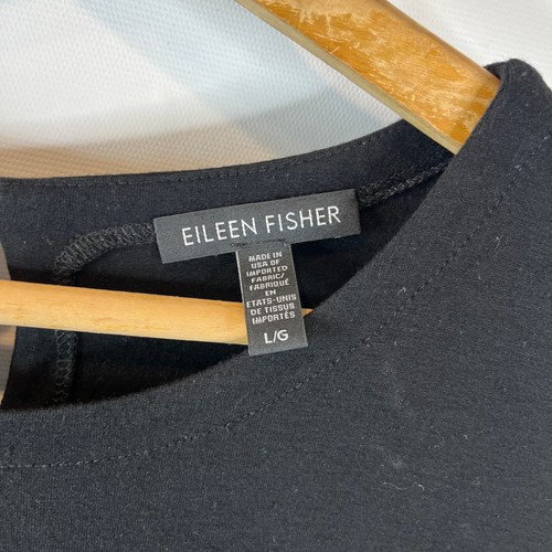 Eileen Fisher Womens Mini Shirt Dress Size Large Black Round Neck Short Sleeve - Picture 3 of 8