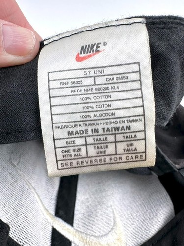 Vintage Nike Basketball schwarz Swoosh Logo Snapback Mütze 100 % Baumwolle Taiwan GC - Bild 6 von 8