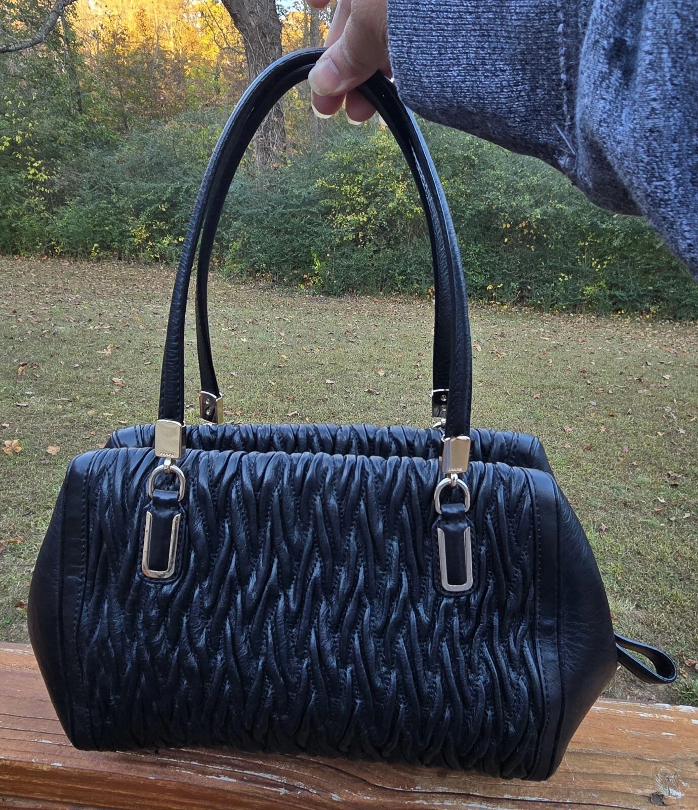 Borsa Coach Madison Gathered Twist piccola Madeline 25982 pelle nera classica