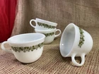 Set of 4 Vintage Milk Glass Pyrex Crazy Daisy Spring Blossom Coffee Mug Tea Cups