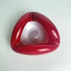 Red Murano Style Art Glass Ashtray Trinket Dish Mid Century Modern Hand Blown 5"