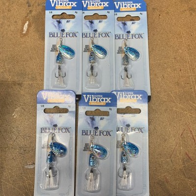 6PC Blue Fox Super Vibrax Shallow 1/8oz Blue Shad Sonic Vibrating 