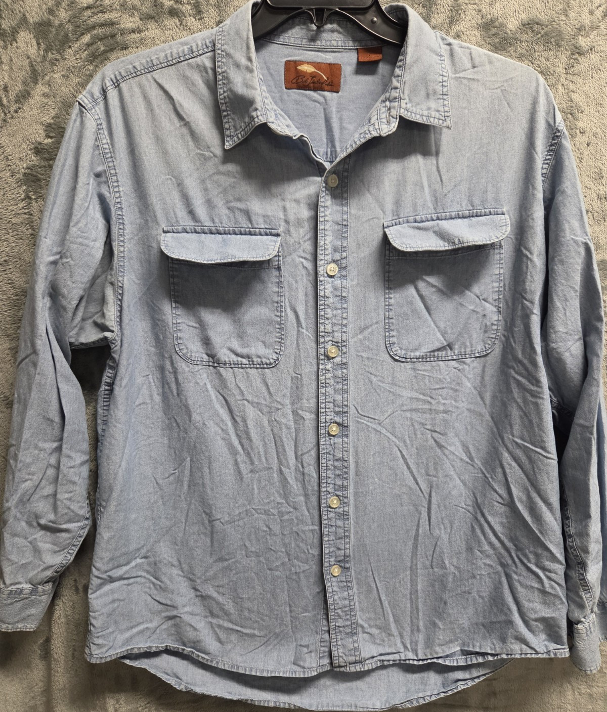 Bob Timberlake Men's Large Light Blue Denim Long Sleeve Button-Up Shirt