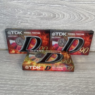 TDK D90 Normal Position Cassette Tapes X3 Vintage Brandneu Versiegelt Vintage