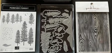 FOREVER FOREST Stamp Set Dies Stampin Up Trees Snow Wood Grain Embossing Folder